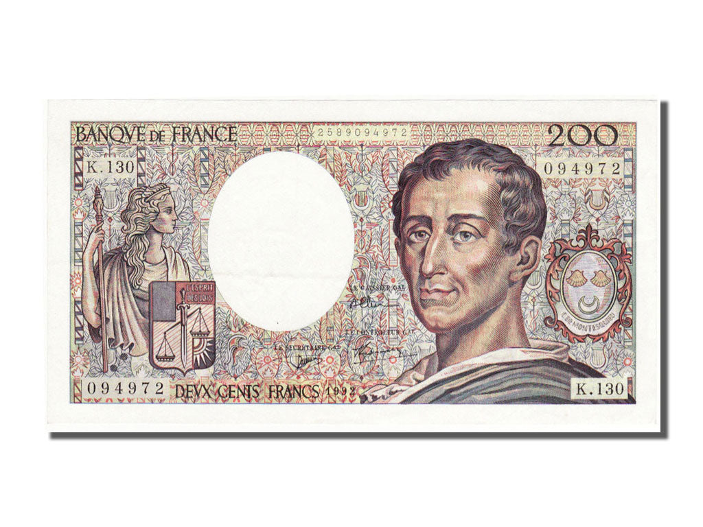Banknote, France, 200 Francs, 200 F 1981-1994 ''Montesquieu'', 1992, UNC(63)