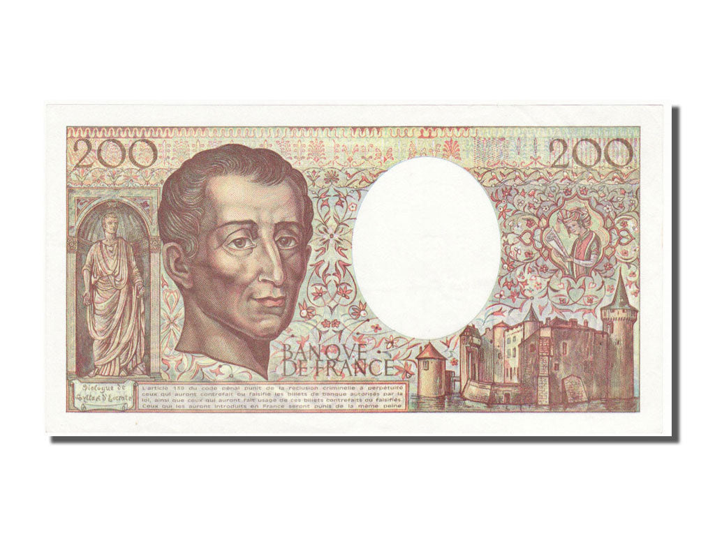 Banknote, France, 200 Francs, 200 F 1981-1994 ''Montesquieu'', 1992, UNC(63)
