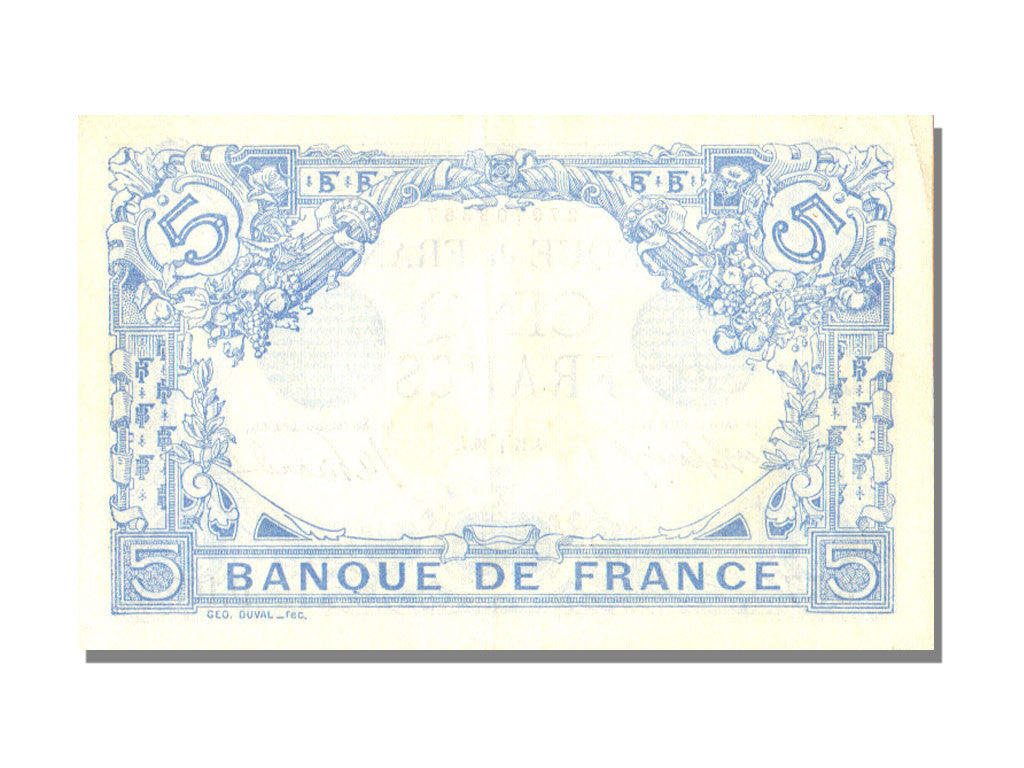 France, 5 Francs, 5 F 1912-1917 ''Bleu'', 1916, KM #70, 1916-03-14, UNC(60-62),.
