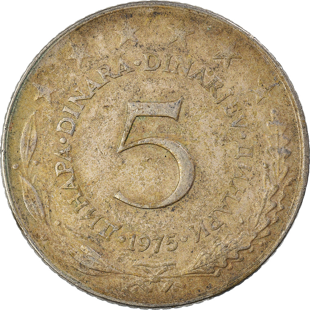 Münze, Jugoslawien, 5 Dinara, 1975