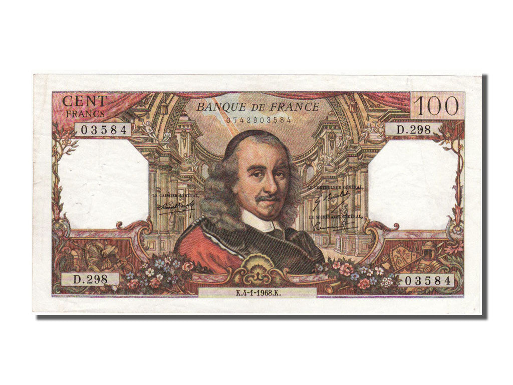 France, 100 Francs, 100 F 1964-1979 ''Corneille'', 1968, KM #149c, 1968-01-04,..