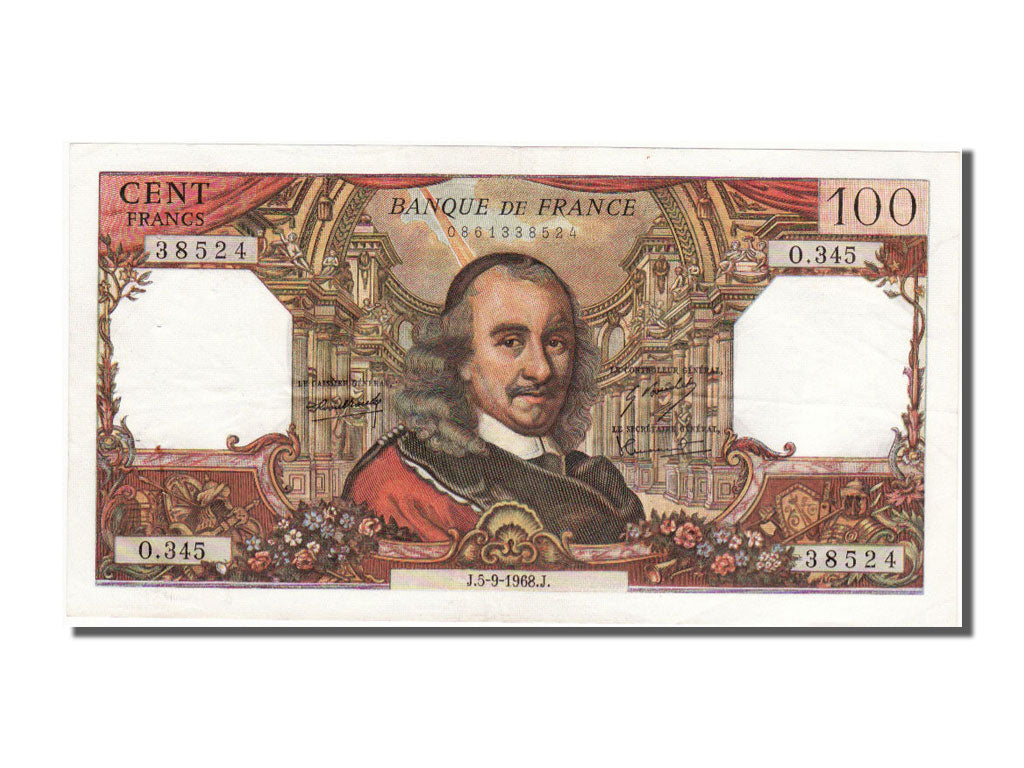 France, 100 Francs, 100 F 1964-1979 ''Corneille'', 1968, KM #149c, 1968-09-05,..