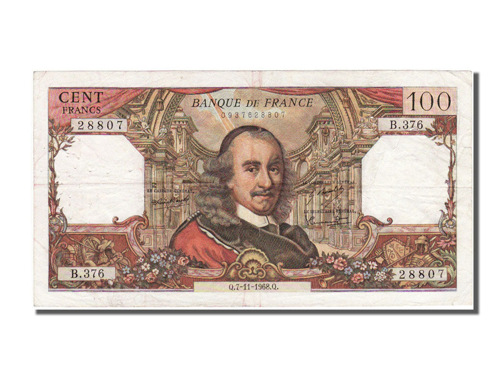 France, 100 Francs, 100 F 1964-1979 ''Corneille'', 1968, KM #149c, 1968-11-07,..