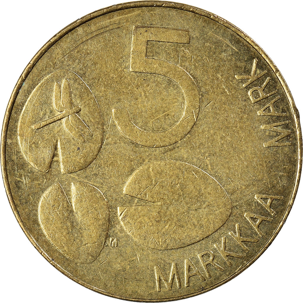 Moneta, Finlandia, 5 Markkaa, 1993