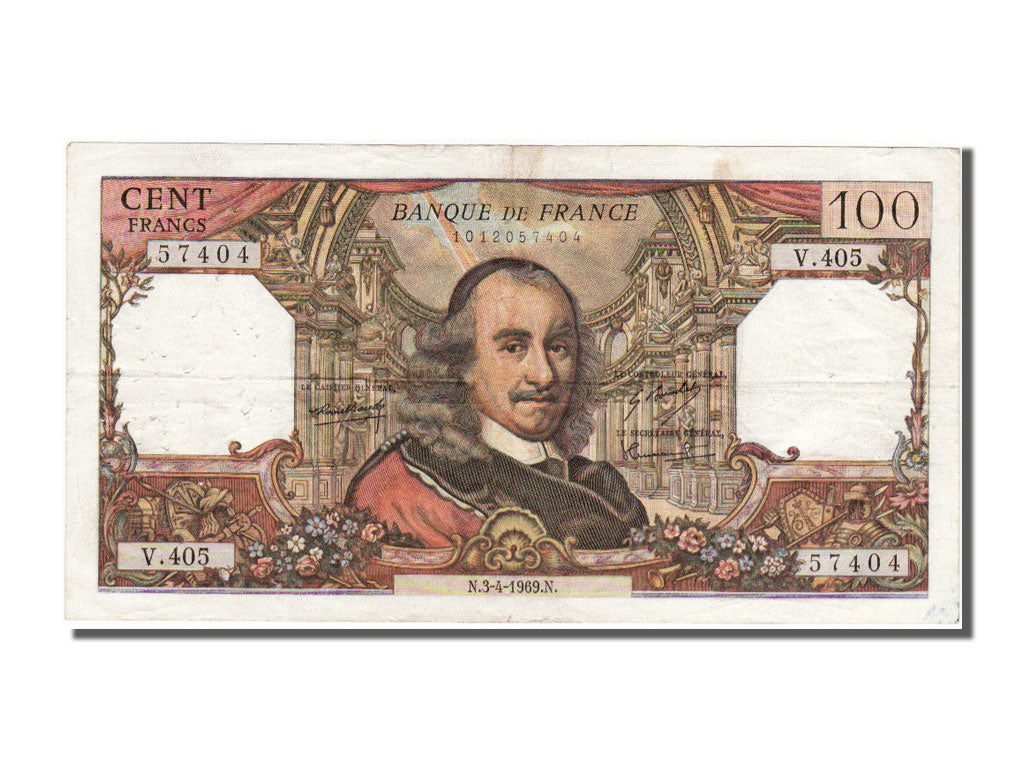 France, 100 Francs, 100 F 1964-1979 ''Corneille'', 1969, KM #149c, 1969-04-03,..