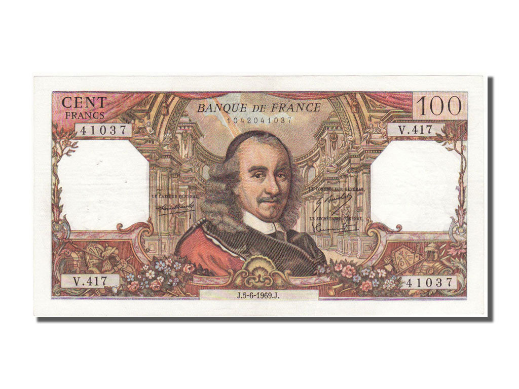 France, 100 Francs, 100 F 1964-1979 ''Corneille'', 1969, KM #149c, 1969-06-05,..