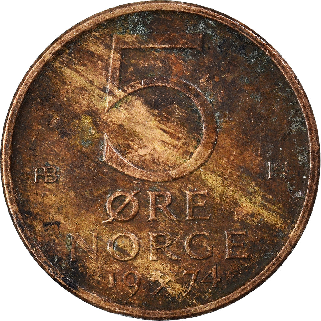 Moneta, Norwegia, 5 Öre, 1974