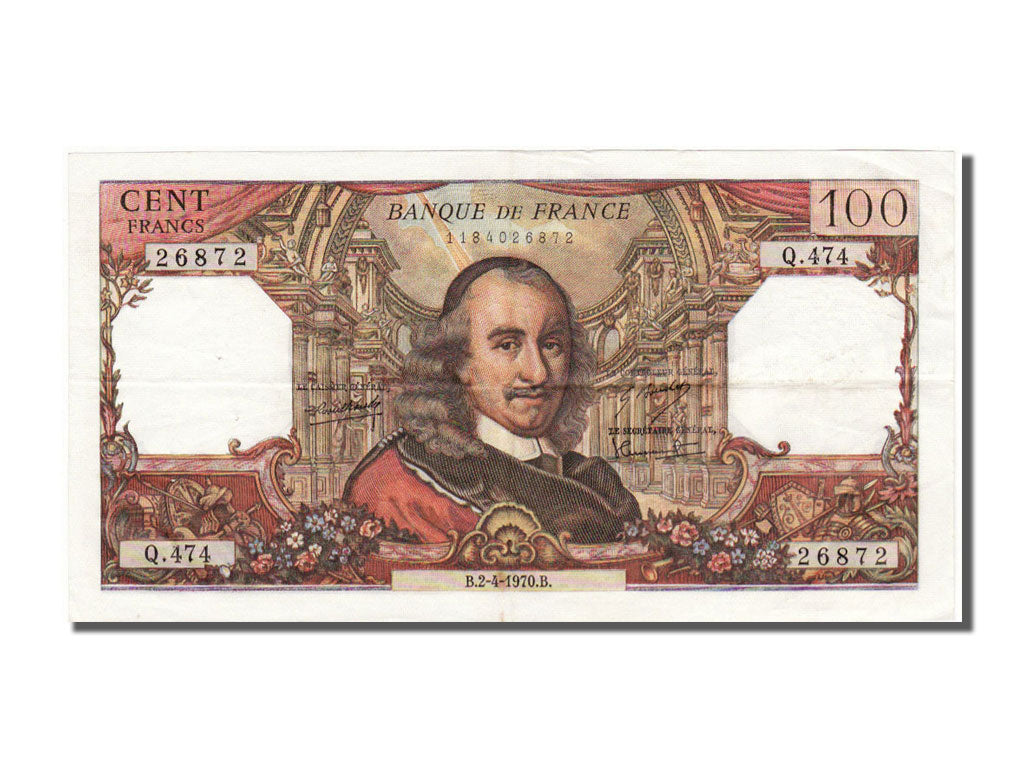 France, 100 Francs, 100 F 1964-1979 ''Corneille'', 1970, KM #149c, 1970-04-02,..