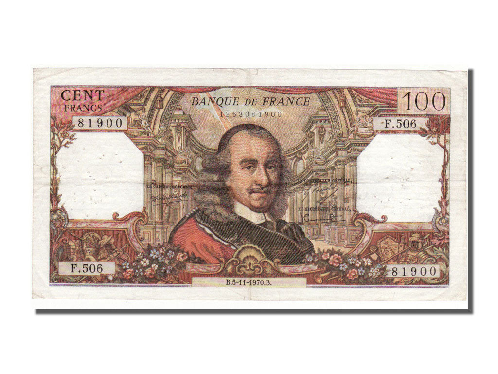 France, 100 Francs, 100 F 1964-1979 ''Corneille'', 1970, KM #149c, 1970-11-05,..