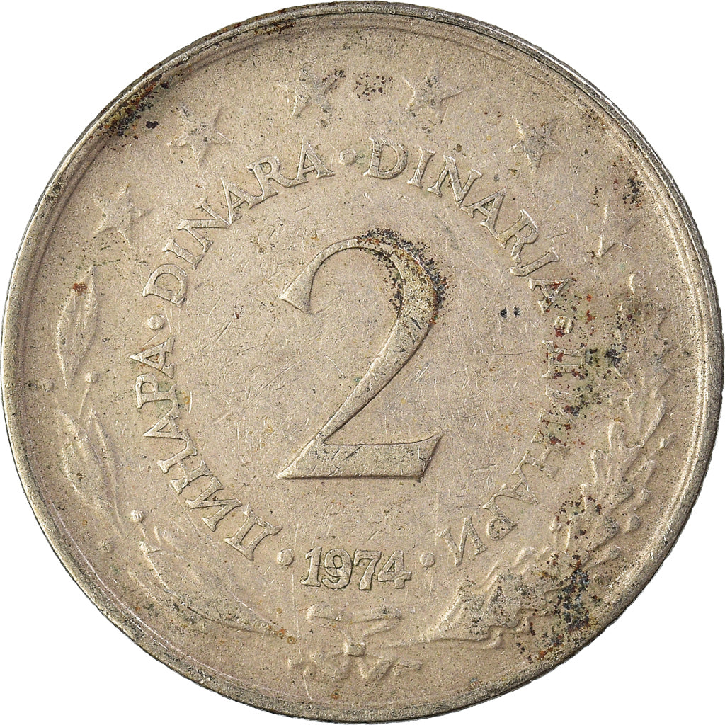 Monnaie, Yougoslavie, 2 Dinara, 1974