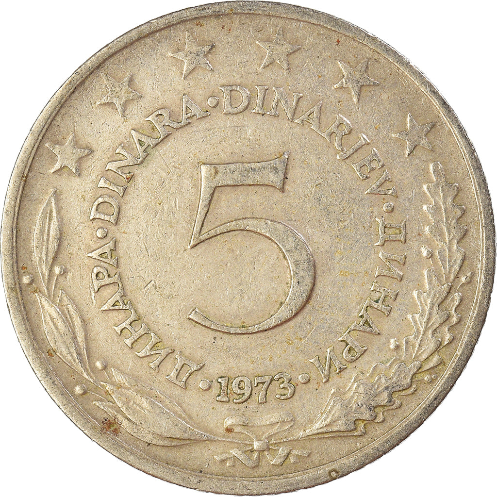Monnaie, Yougoslavie, 5 Dinara, 1973