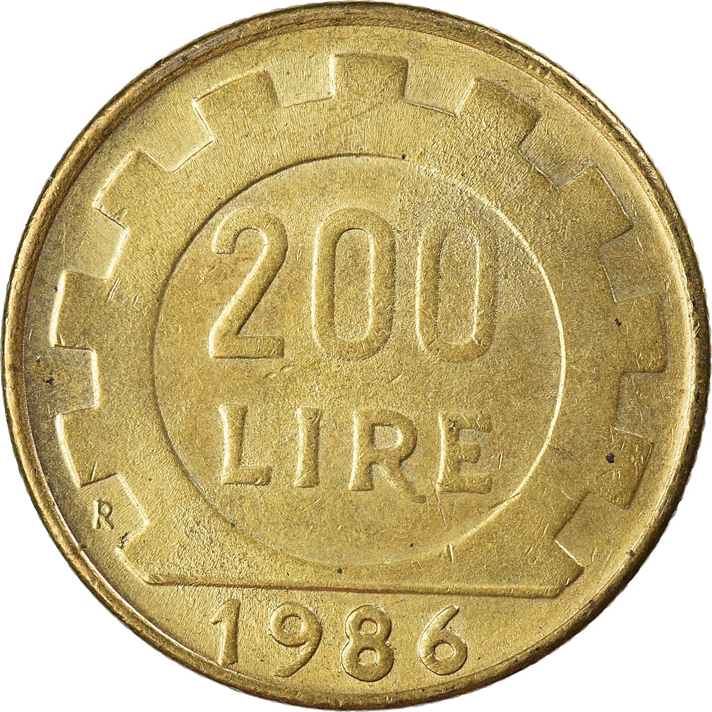 Münze, Italien, 200 Lire, 1986
