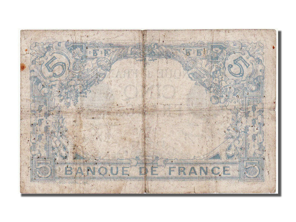 France, 5 Francs, 5 F 1912-1917 ''Bleu'', 1914, KM #70, 1914-04-14, VF(30-35),..