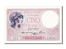 France, 5 Francs, 5 F 1917-1940 ''Violet'', 1939, KM #83, 1939-07-27,...