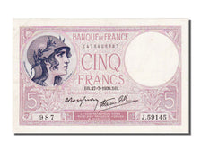 France, 5 Francs, 5 F 1917-1940 ''Violet'', 1939, KM #83, 1939-07-27,...