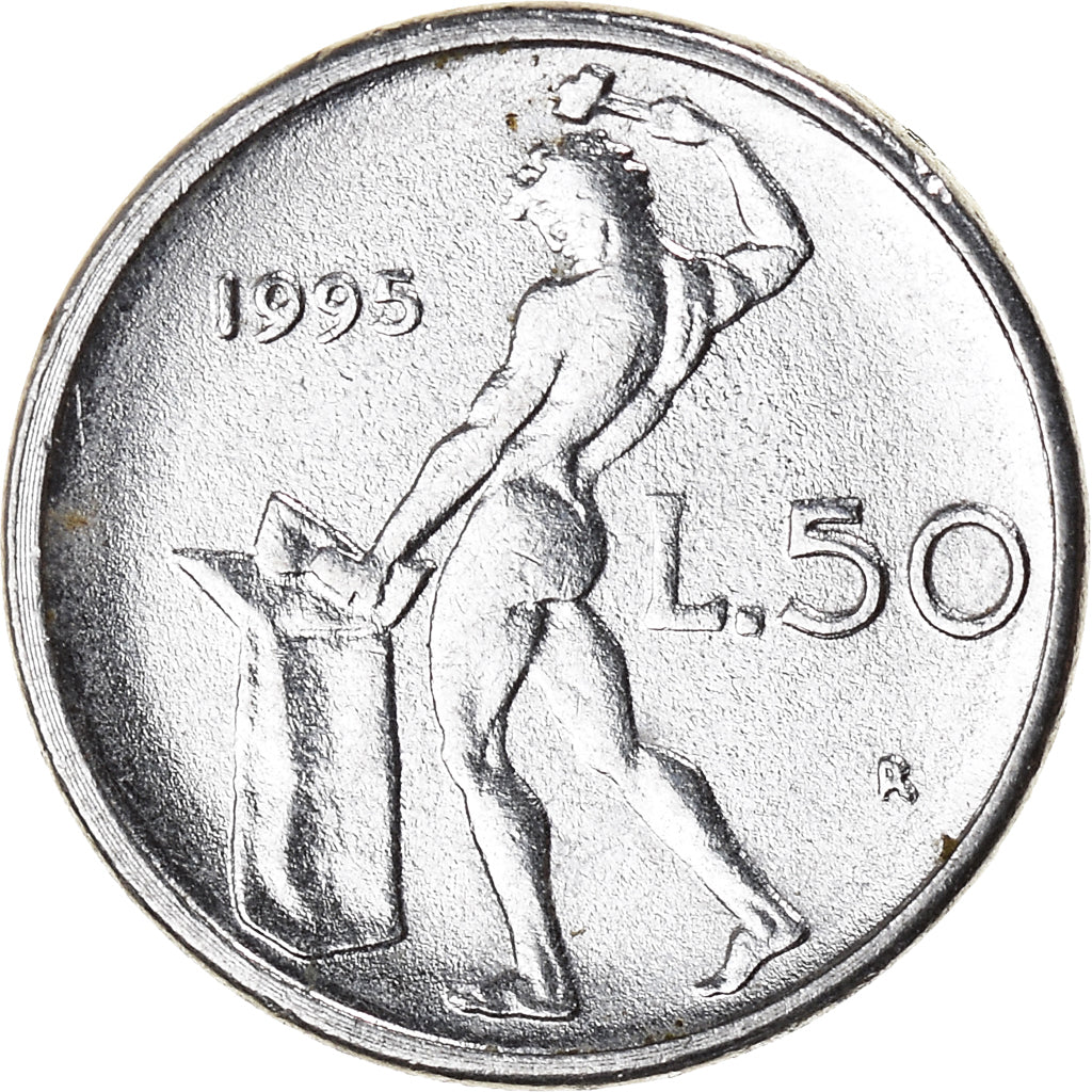 Münze, Italien, 50 Lire, 1995