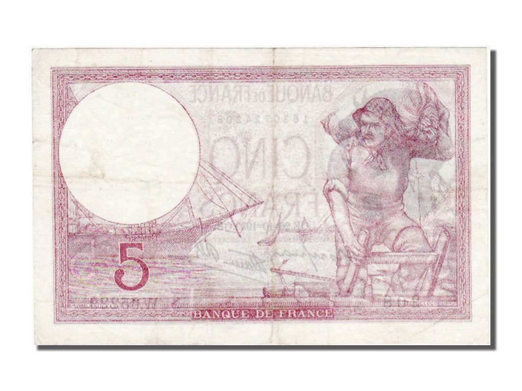 France, 5 Francs, 5 F 1917-1940 ''Violet'', 1939, KM #83, 1939-10-26,...