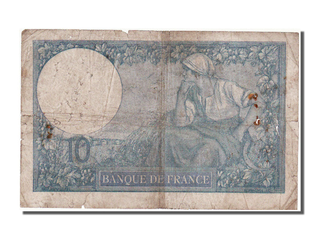France, 10 Francs, 10 F 1916-1942 ''Minerve'', 1916, KM #73a, 1916-08-07,...