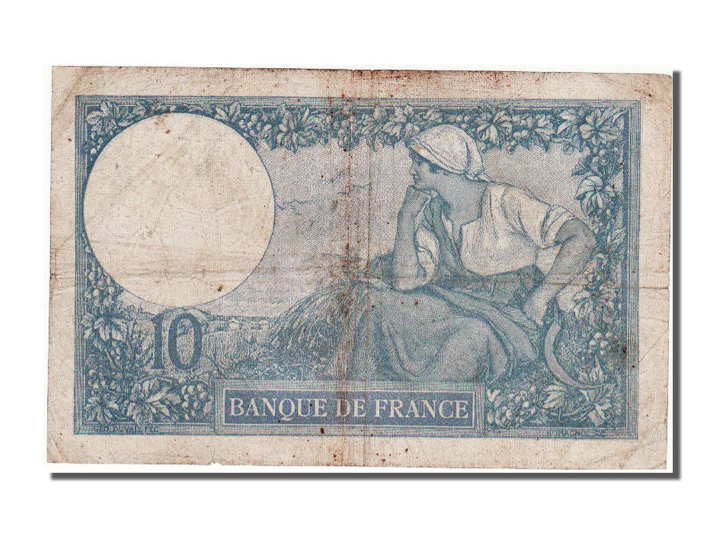 France, 10 Francs, 10 F 1916-1942 ''Minerve'', 1918, KM #73a, 1918-09-27,...
