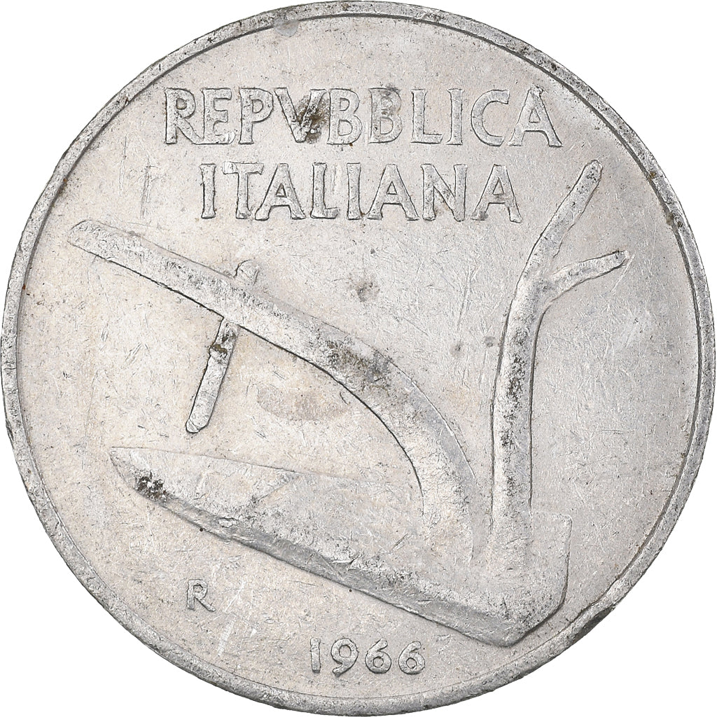 Moeda, Itália, 10 Lire, 1966