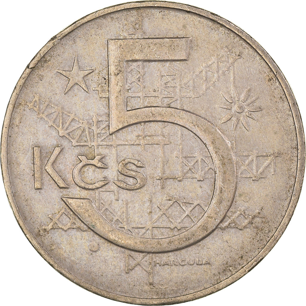 Moeda, Checoslováquia, 5 Korun, 1974