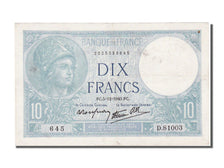 France, 10 Francs, 10 F 1916-1942 ''Minerve'', 1940, KM #84, 1940-12-05,...