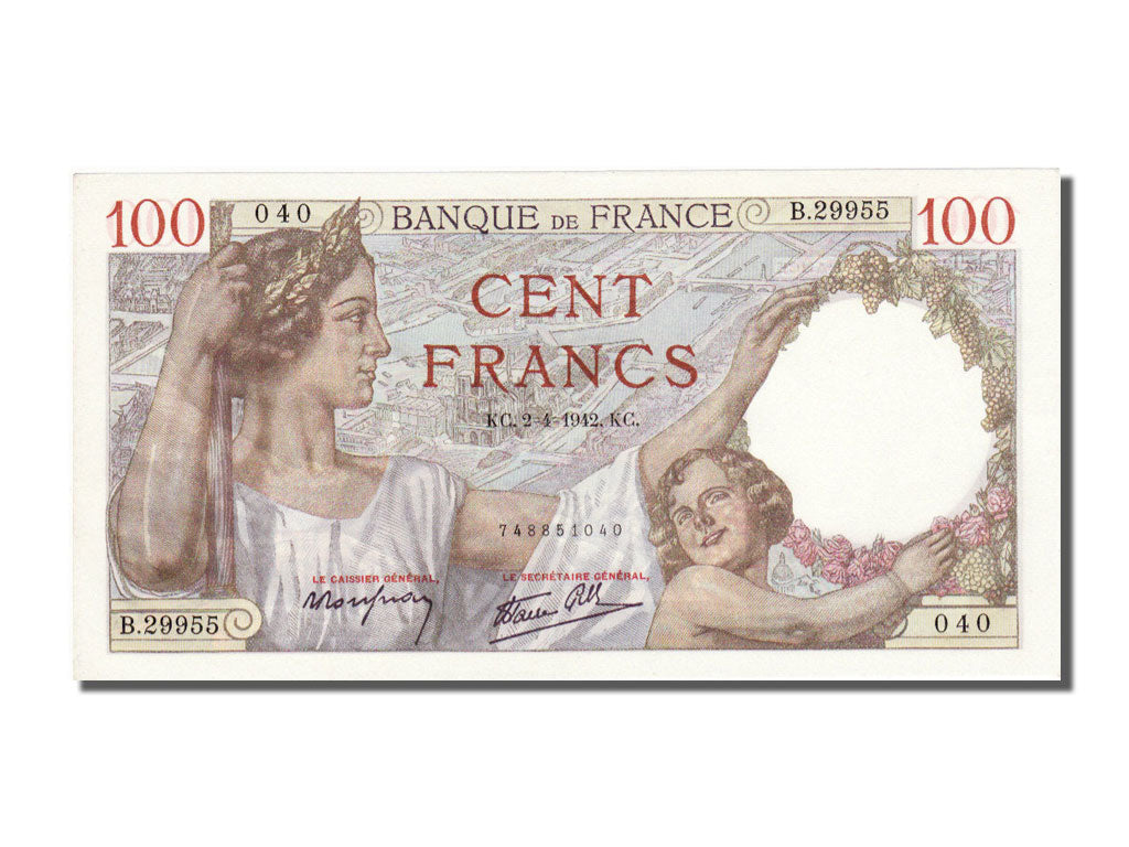 Banknote, France, 100 Francs, 100 F 1939-1942 ''Sully'', 1942, 1942-04-02