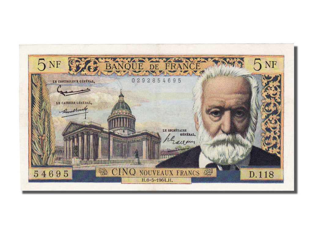France, 5 Nouveaux Francs, 5 NF 1959-1965 ''Victor Hugo'', 1964, KM #141a,...