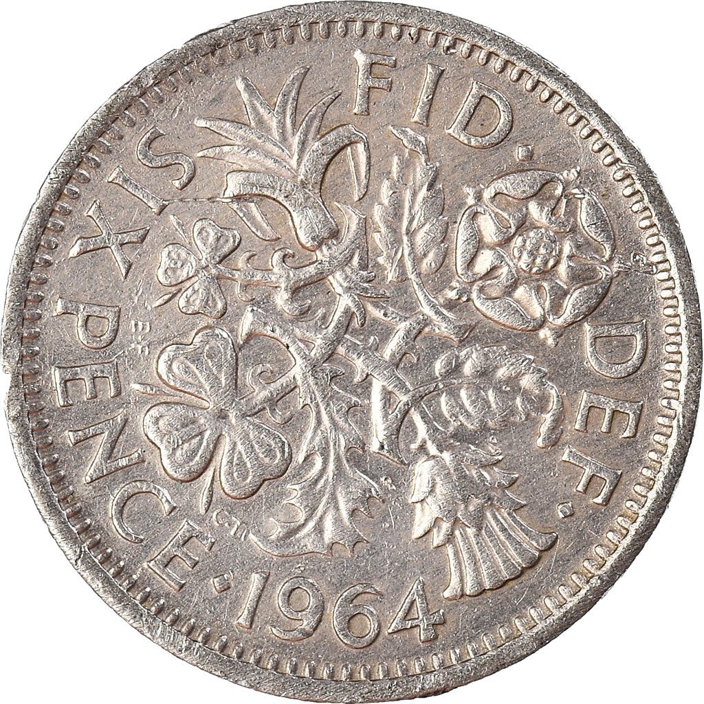 Münze, Großbritannien, 6 Pence, 1964