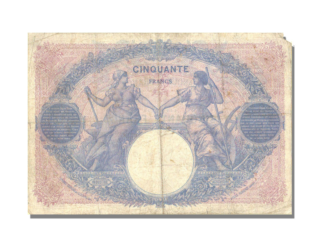 France, 50 Francs, 50 F 1889-1927 ''Bleu et Rose'', 1915, KM #64e, 1915-04-20,..