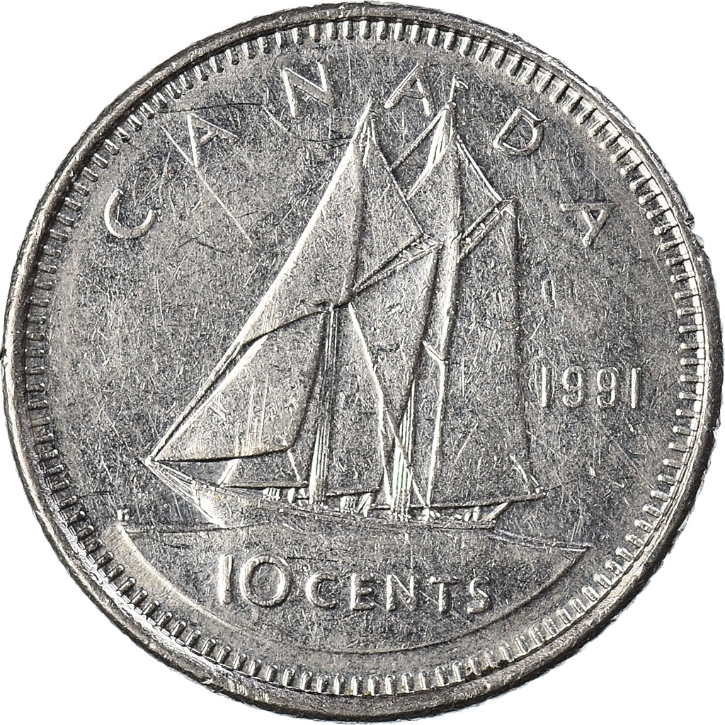 Moneda, Canadá, 10 Cents, 1991