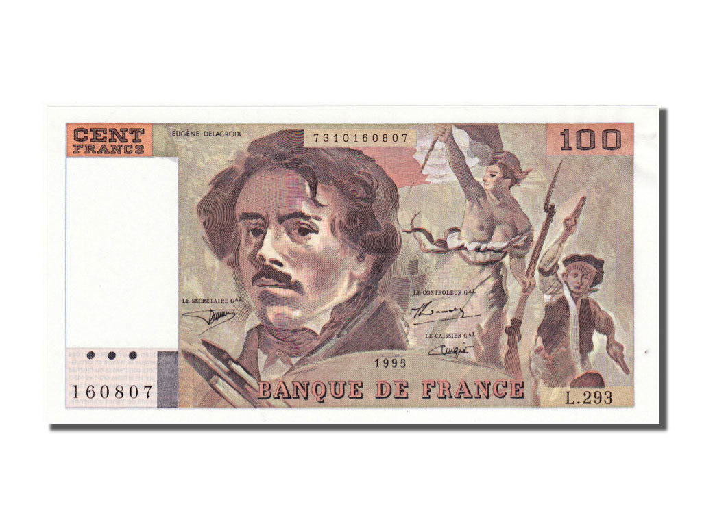 France, 100 Francs, 100 F 1978-1995 ''Delacroix'', 1995, KM #154h, UNC(63), L...