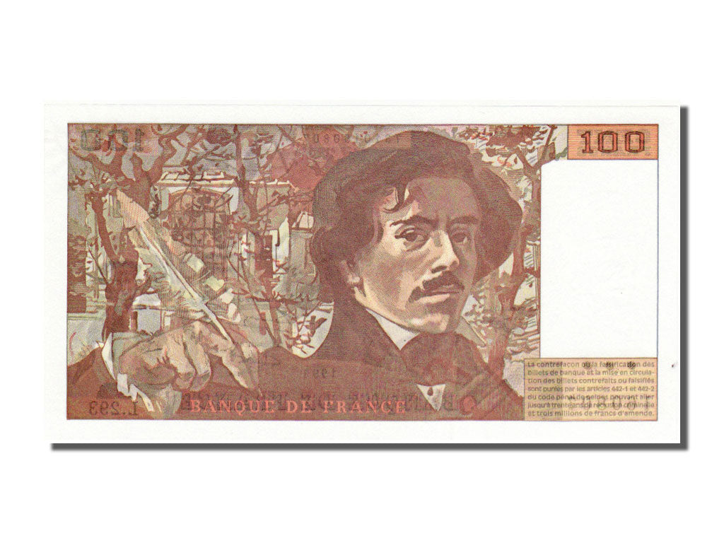 France, 100 Francs, 100 F 1978-1995 ''Delacroix'', 1995, KM #154h, UNC(63), L...