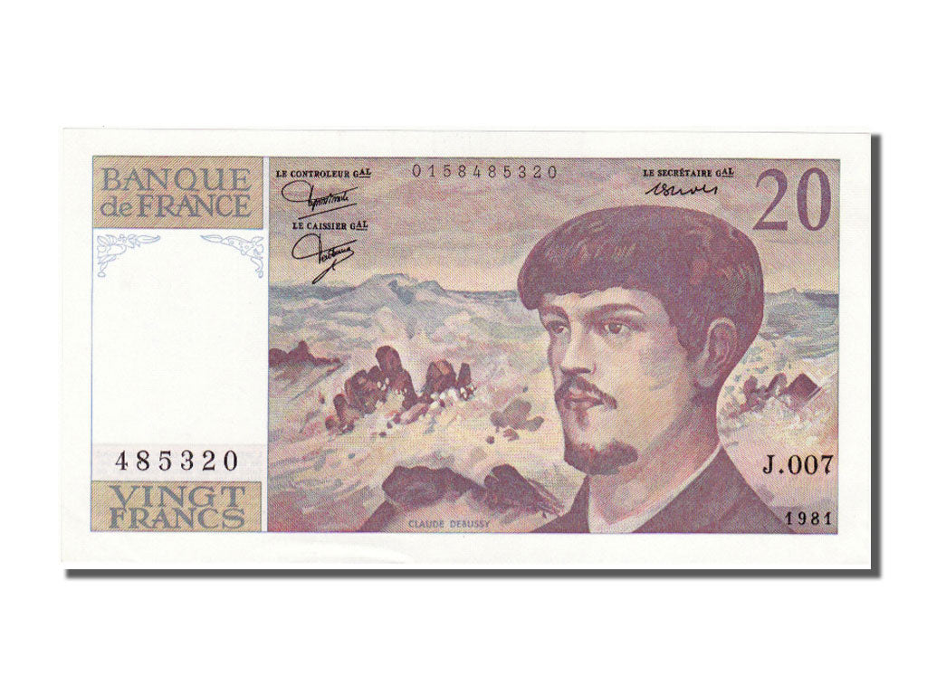 France, 20 Francs, 20 F 1980-1997 ''Debussy'', 1981, KM #151a, , J 007, Fayette.