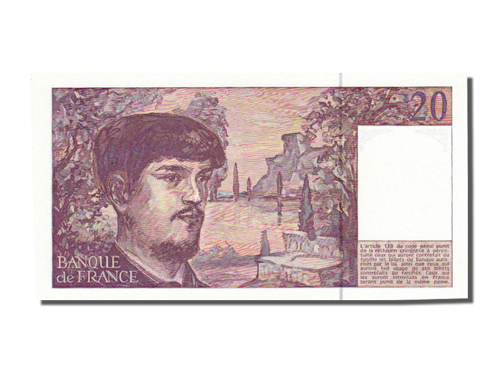 France, 20 Francs, 20 F 1980-1997 ''Debussy'', 1993, KM #151f, UNC(65-70), Q...