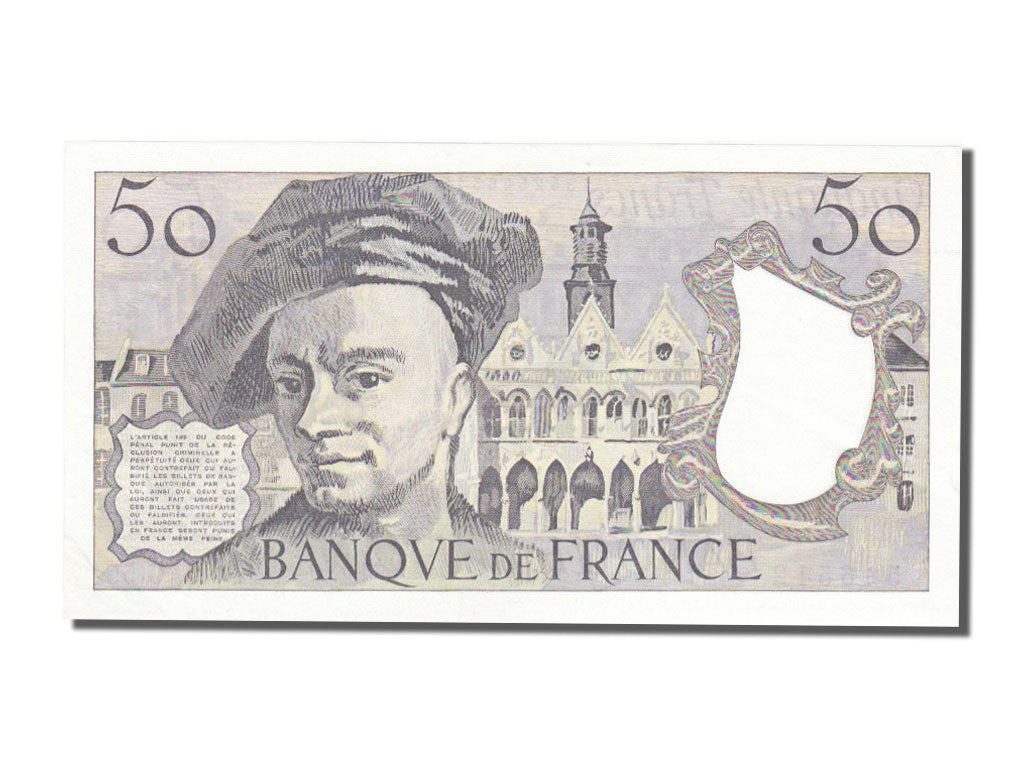 France, 50 Francs, 50 F 1976-1992 ''Quentin de La Tour'', 1989, KM #152d,...