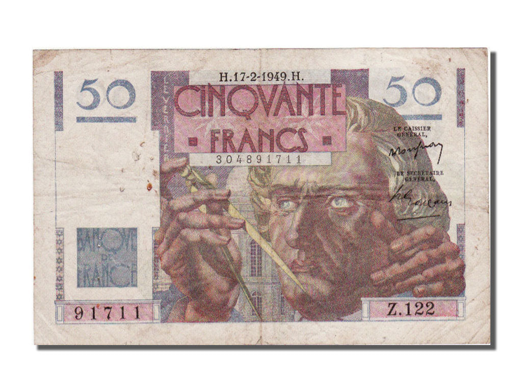 France, 50 Francs, 50 F 1946-1951 ''Le Verrier'', 1949, KM #127b, 1949-02-17,...