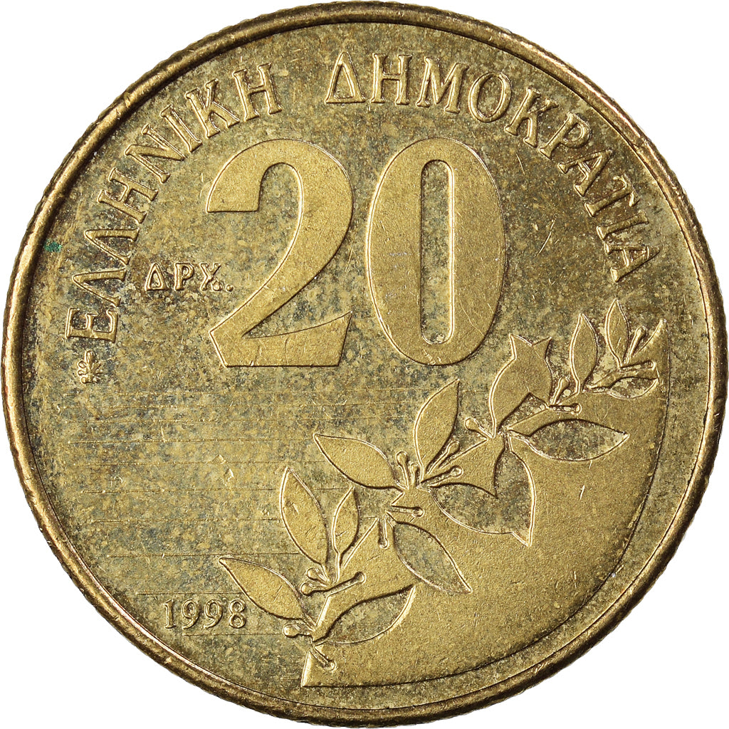 Moneta, Grecia, 20 Drachmes, 1998