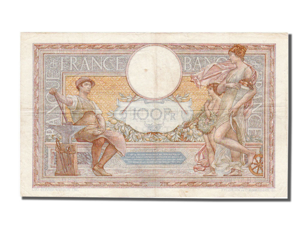 France, 100 Francs, 100 F 1908-1939 ''Luc Olivier Merson'', 1938, KM #86b,...