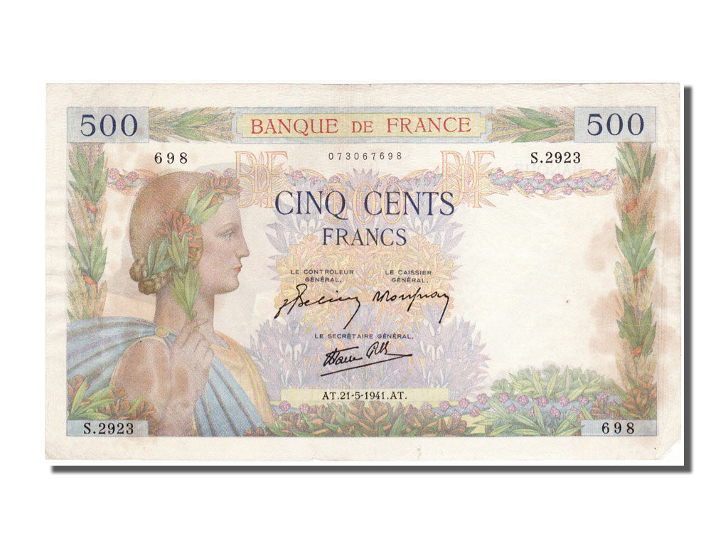 France, 500 Francs, 500 F 1940-1944 ''La Paix'', 1941, KM #95b, 1941-05-21,...