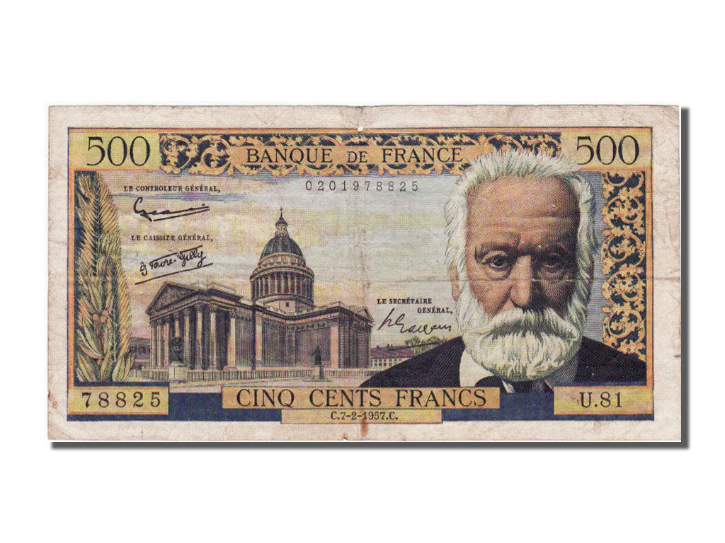 France, 500 Francs, 500 F 1954-1958 ''Victor Hugo'', 1957, KM #133b,...