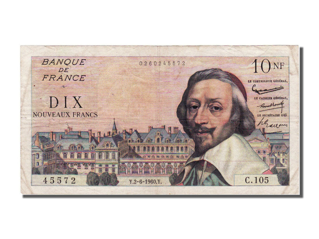 France, 10 Nouveaux Francs, 10 NF 1959-1963 ''Richelieu'', 1960, KM #142a,...