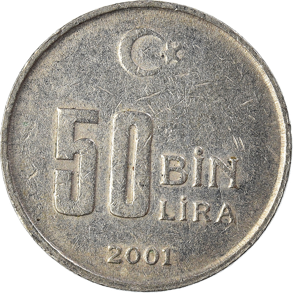 Moeda, Turquia, 50000 Lira, 50 Bin Lira, 2001