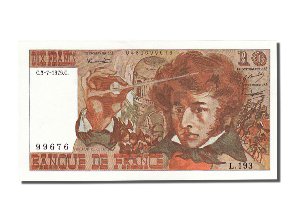 Banconote, Francia, 10 Francs, 10 F 1972-1978 ''Berlioz'', 1975, 1975-07-03