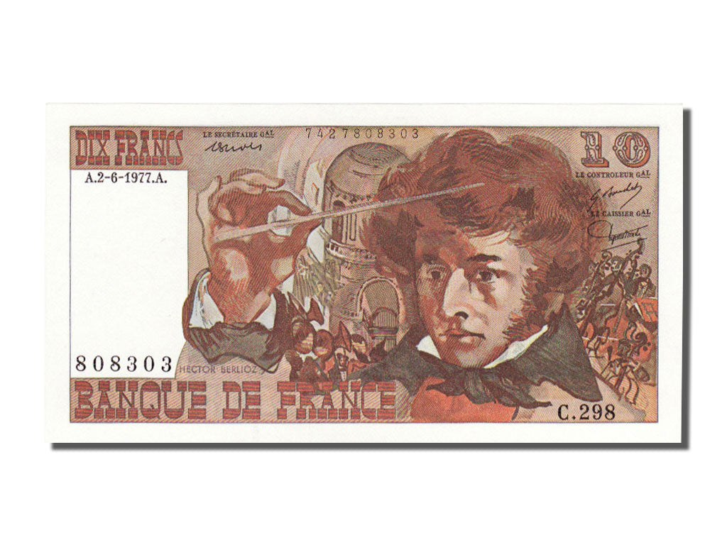 France, 10 Francs, 10 F 1972-1978 ''Berlioz'', 1977, KM #150c, 1977-06-02,...