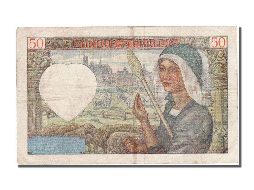 Banknot, Francja, 50 Francs, Jacques Coeur, 1941, 1941-09-11, EF(40-45)