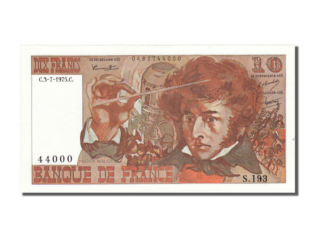 Banknote, France, 10 Francs, 10 F 1972-1978 ''Berlioz'', 1975, 1975-07-03