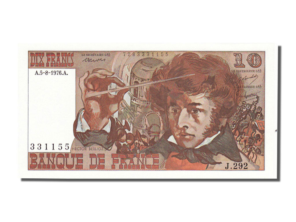 France, 10 Francs, 10 F 1972-1978 ''Berlioz'', 1976, KM #150c, 1976-08-05,...