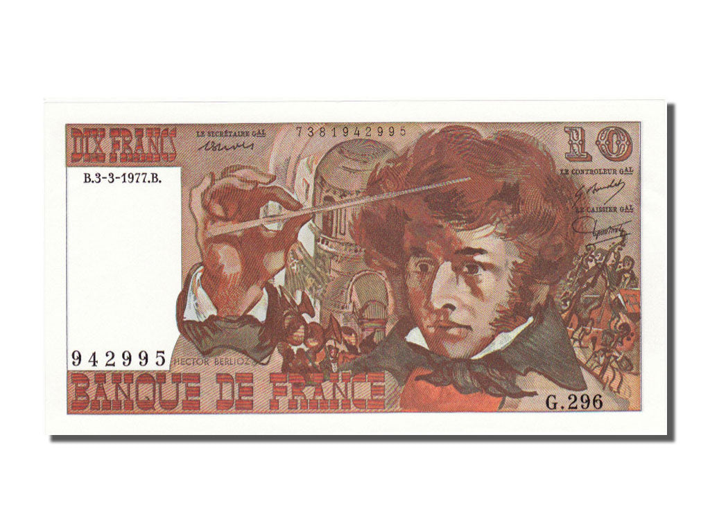 France, 10 Francs, 10 F 1972-1978 ''Berlioz'', 1977, KM #150c, 1977-03-03,...