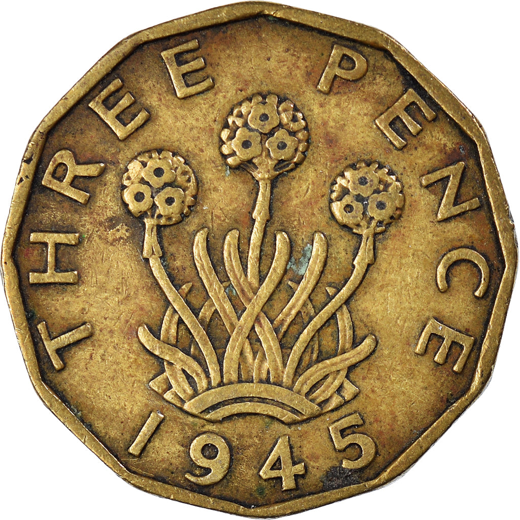 Coin, Great Britain, 3 Pence, 1945